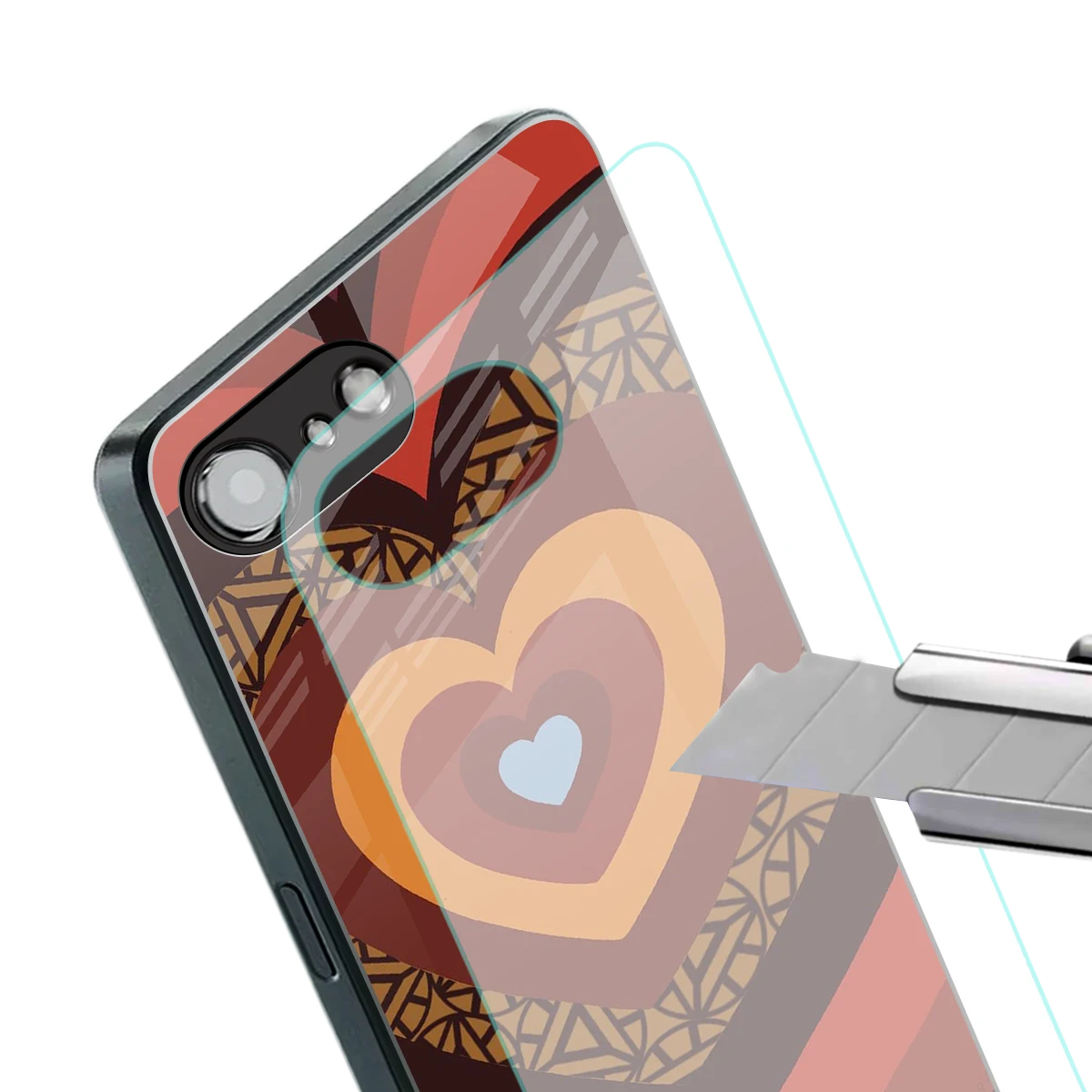 Y2K Caramel Crush Hearts stylish phone case for iphone 16e | glossy glass and slim fit
