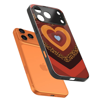Y2K Caramel Crush Hearts sleek iphone 17 pro cover with tempered glass back and TPU edges