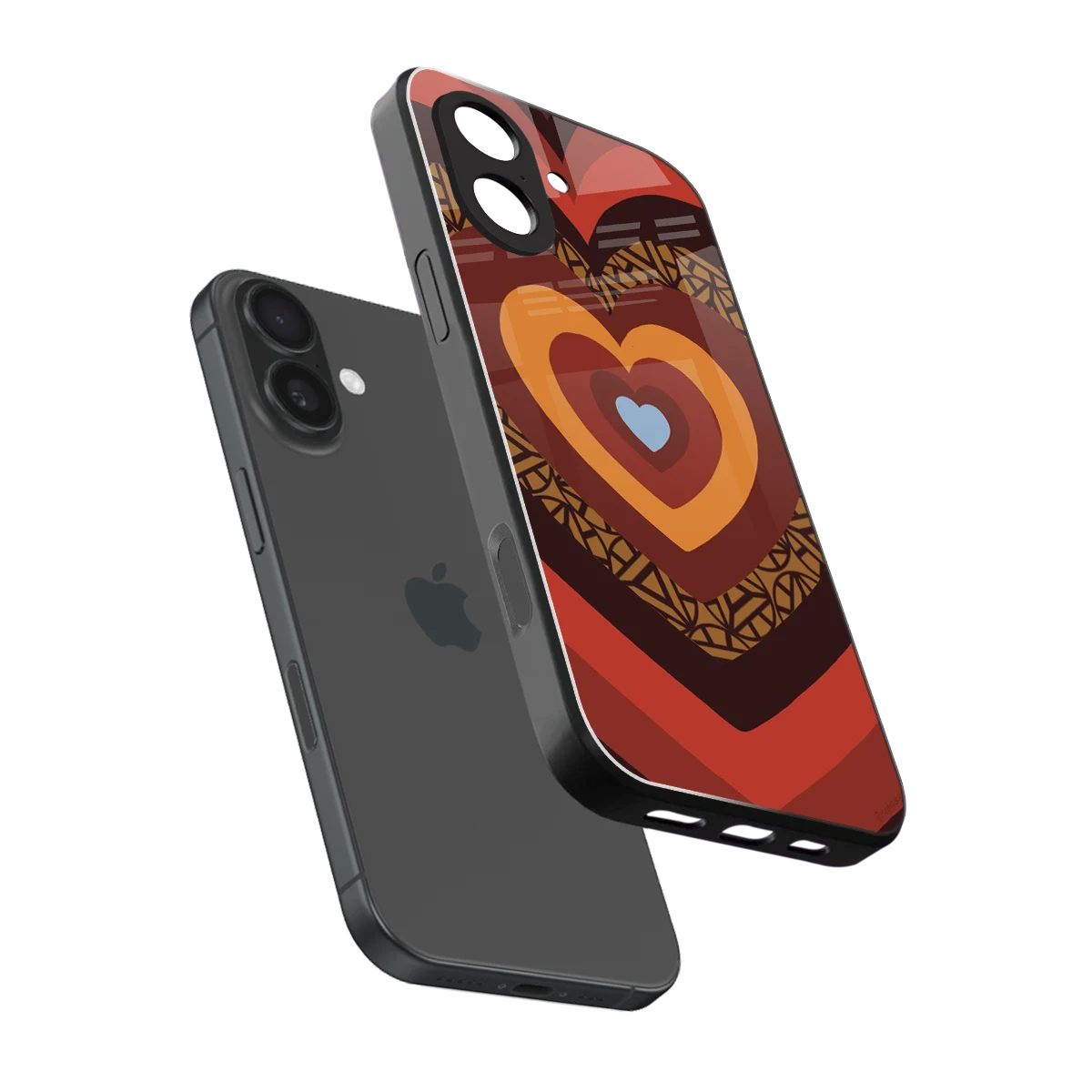 Y2K Caramel Crush Hearts sleek iphone 17 cover with tempered glass back and TPU edges