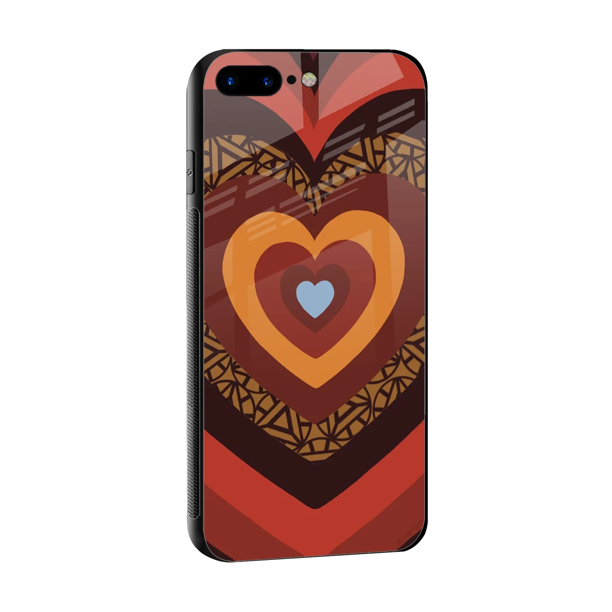 Y2K Caramel Crush Hearts sleek iphone 8 plus cover with tempered glass back and TPU edges