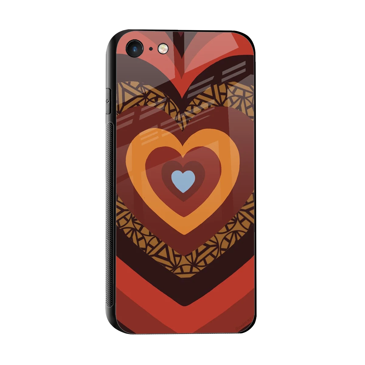 Y2K Caramel Crush Hearts sleek iphone 7 cover with tempered glass back and TPU edges