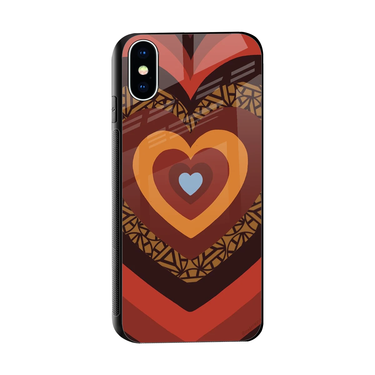 Y2K Caramel Crush Hearts sleek iphone xs cover with tempered glass back and TPU edges