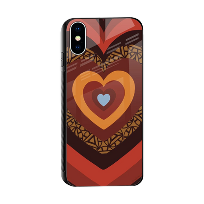 Y2K Caramel Crush Hearts sleek iphone xs cover with tempered glass back and TPU edges