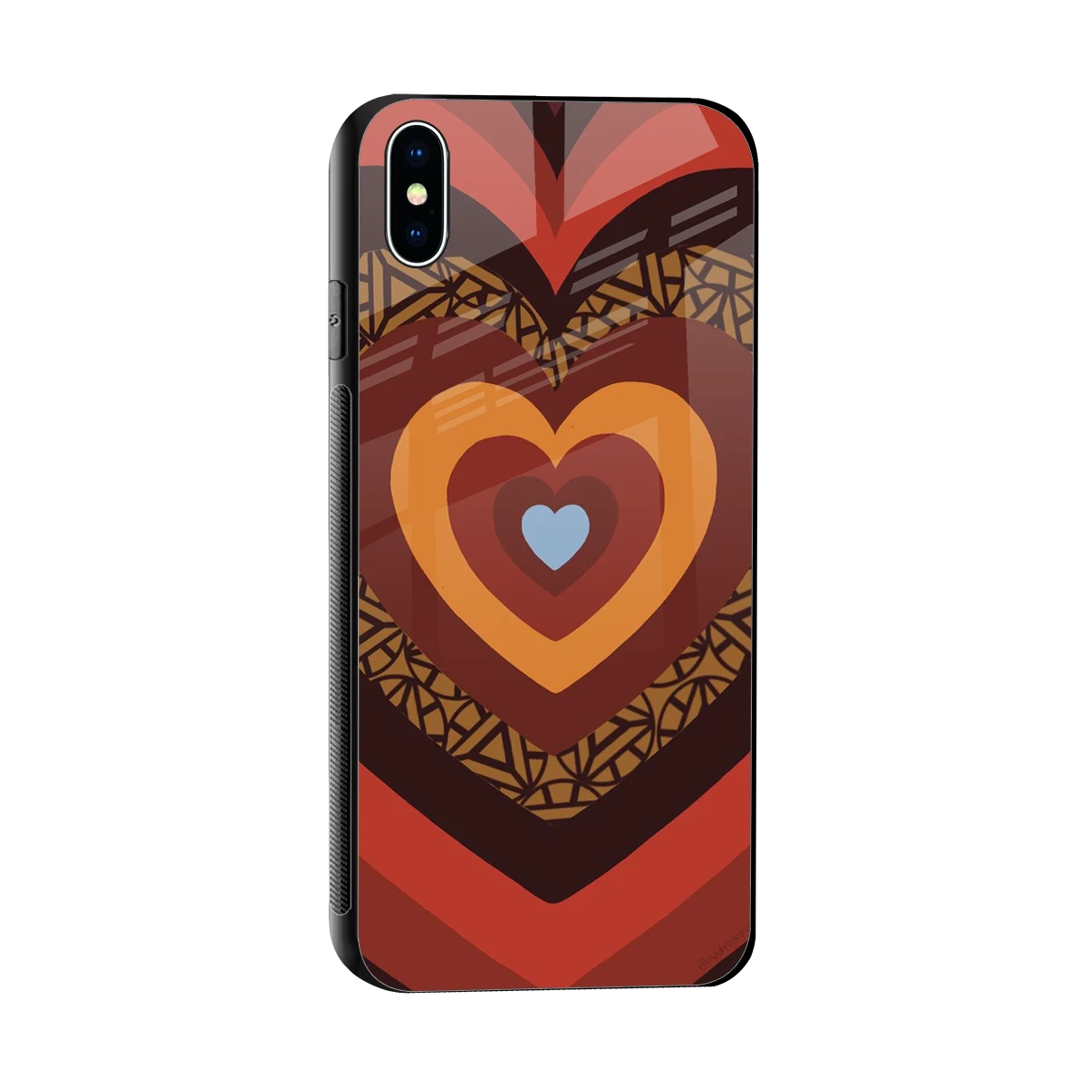 Y2K Caramel Crush Hearts sleek iphone xs max cover with tempered glass back and TPU edges