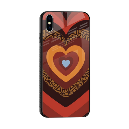 Y2K Caramel Crush Hearts sleek iphone xs max cover with tempered glass back and TPU edges