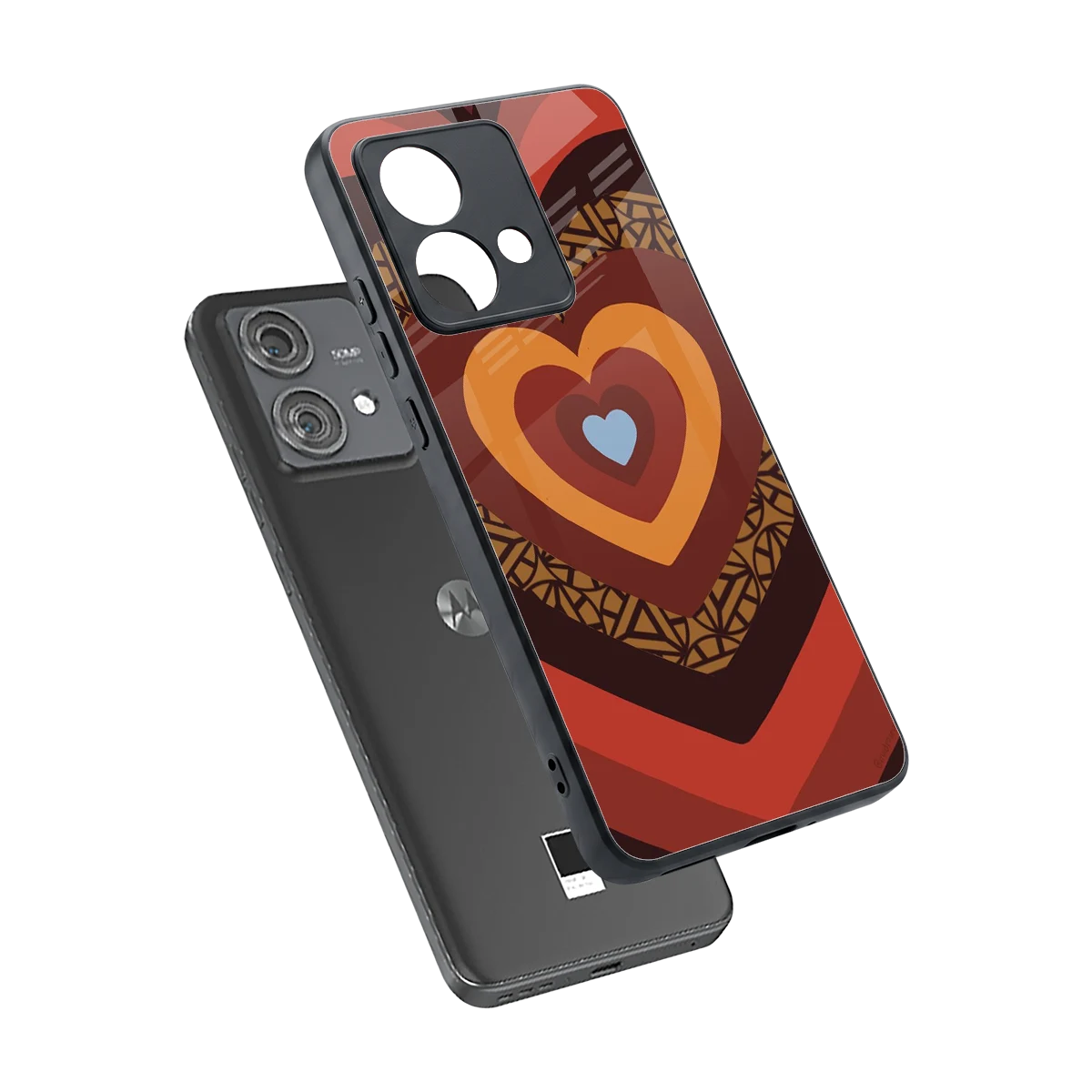 Y2K Caramel Crush Hearts sleek motorola edge 40 neo 5g cover with tempered glass back and TPU edges