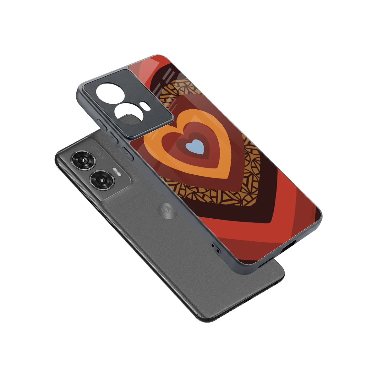 Y2K Caramel Crush Hearts sleek motorola edge 50 fusion cover with tempered glass back and TPU edges