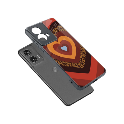 Y2K Caramel Crush Hearts sleek motorola edge 50 fusion cover with tempered glass back and TPU edges