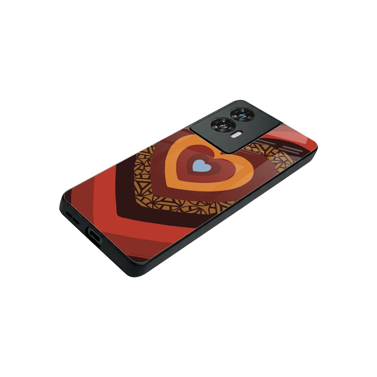 Y2K Caramel Crush Hearts stylish phone case for motorola edge 50 fusion | glossy glass and slim fit