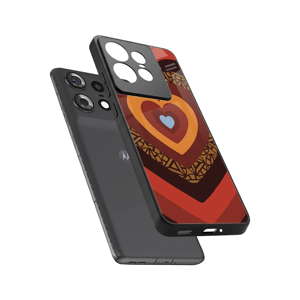 Y2K Caramel Crush Hearts sleek motorola edge 50 pro cover with tempered glass back and TPU edges