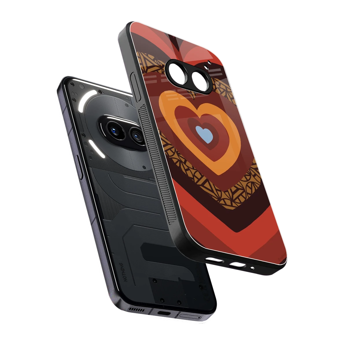 Y2K Caramel Crush Hearts sleek nothing phone 2a cover with tempered glass back and TPU edges