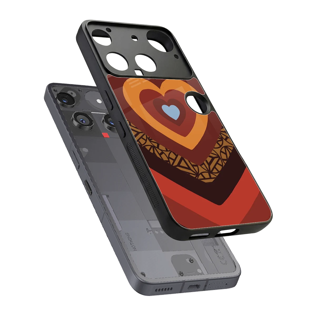 Y2K Caramel Crush Hearts sleek nothing phone 3 cover with tempered glass back and TPU edges