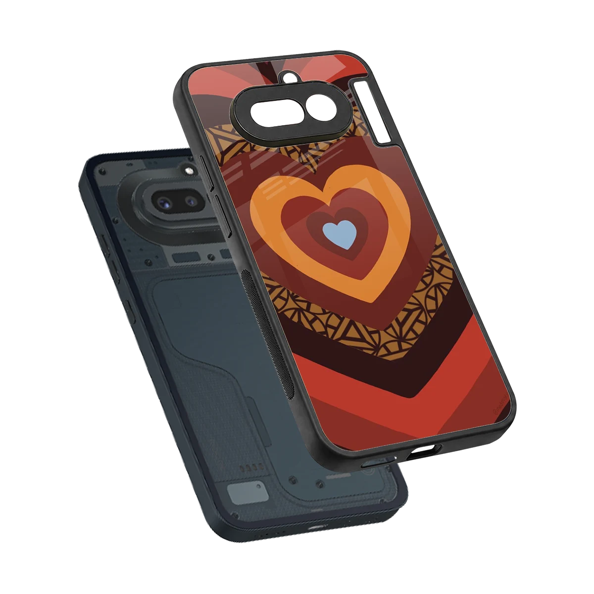 Y2K Caramel Crush Hearts sleek nothing phone 4a cover with tempered glass back and TPU edges