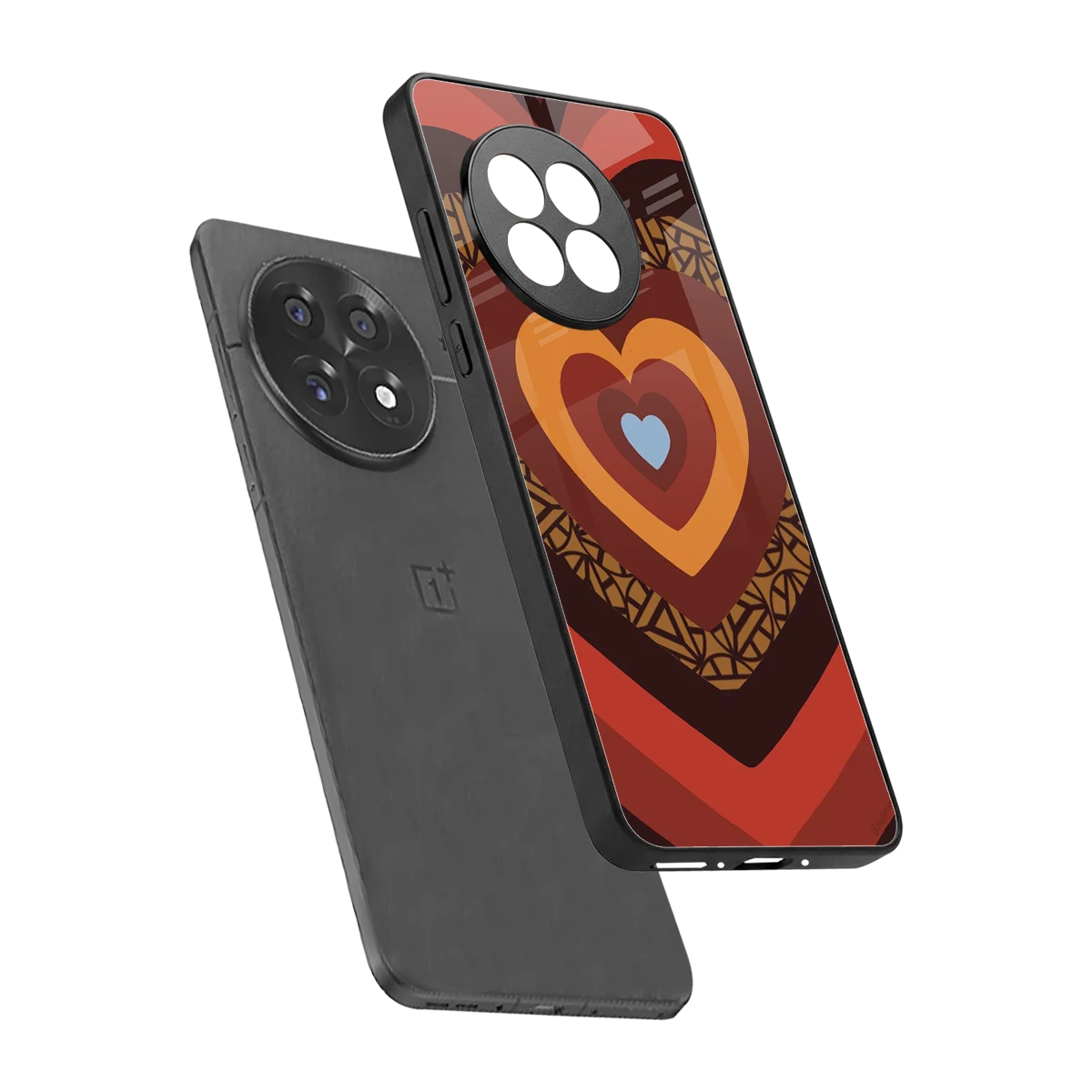 Y2K Caramel Crush Hearts sleek oneplus 13r cover with tempered glass back and TPU edges