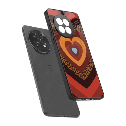 Y2K Caramel Crush Hearts sleek oneplus 13r cover with tempered glass back and TPU edges