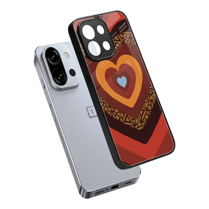 Y2K Caramel Crush Hearts sleek oneplus 13s cover with tempered glass back and TPU edges