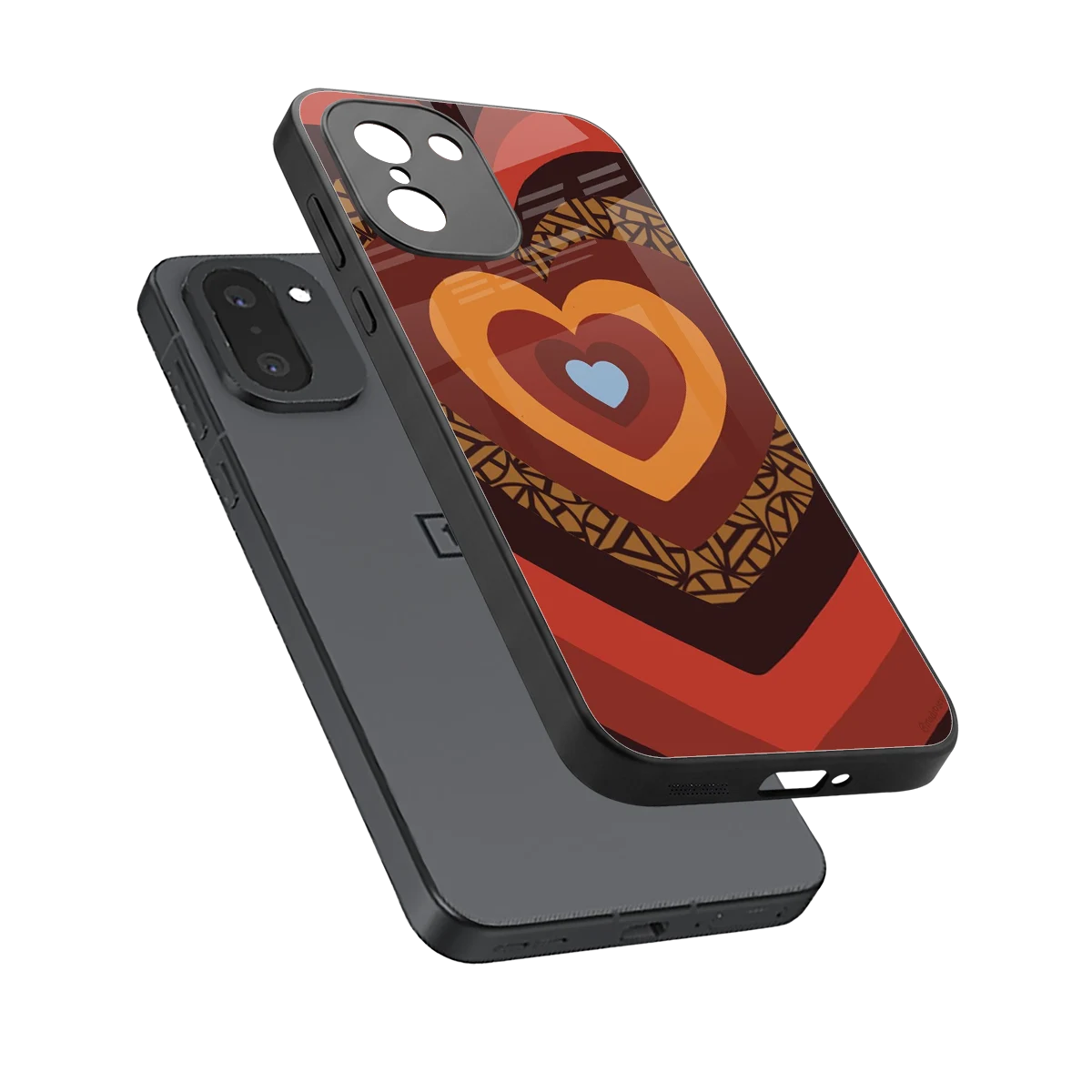 Y2K Caramel Crush Hearts sleek oneplus 15r cover with tempered glass back and TPU edges