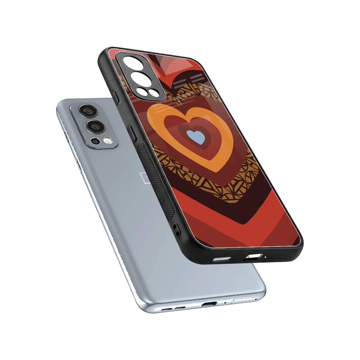 Y2K Caramel Crush Hearts sleek oneplus nord 2 cover with tempered glass back and TPU edges