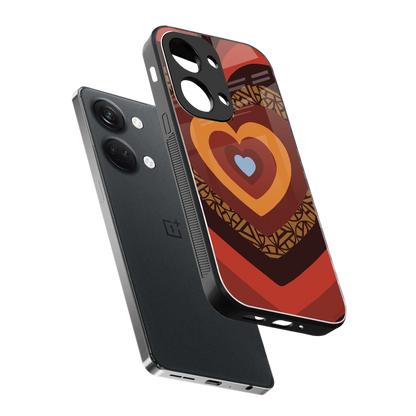 Y2K Caramel Crush Hearts sleek oneplus nord 3 cover with tempered glass back and TPU edges