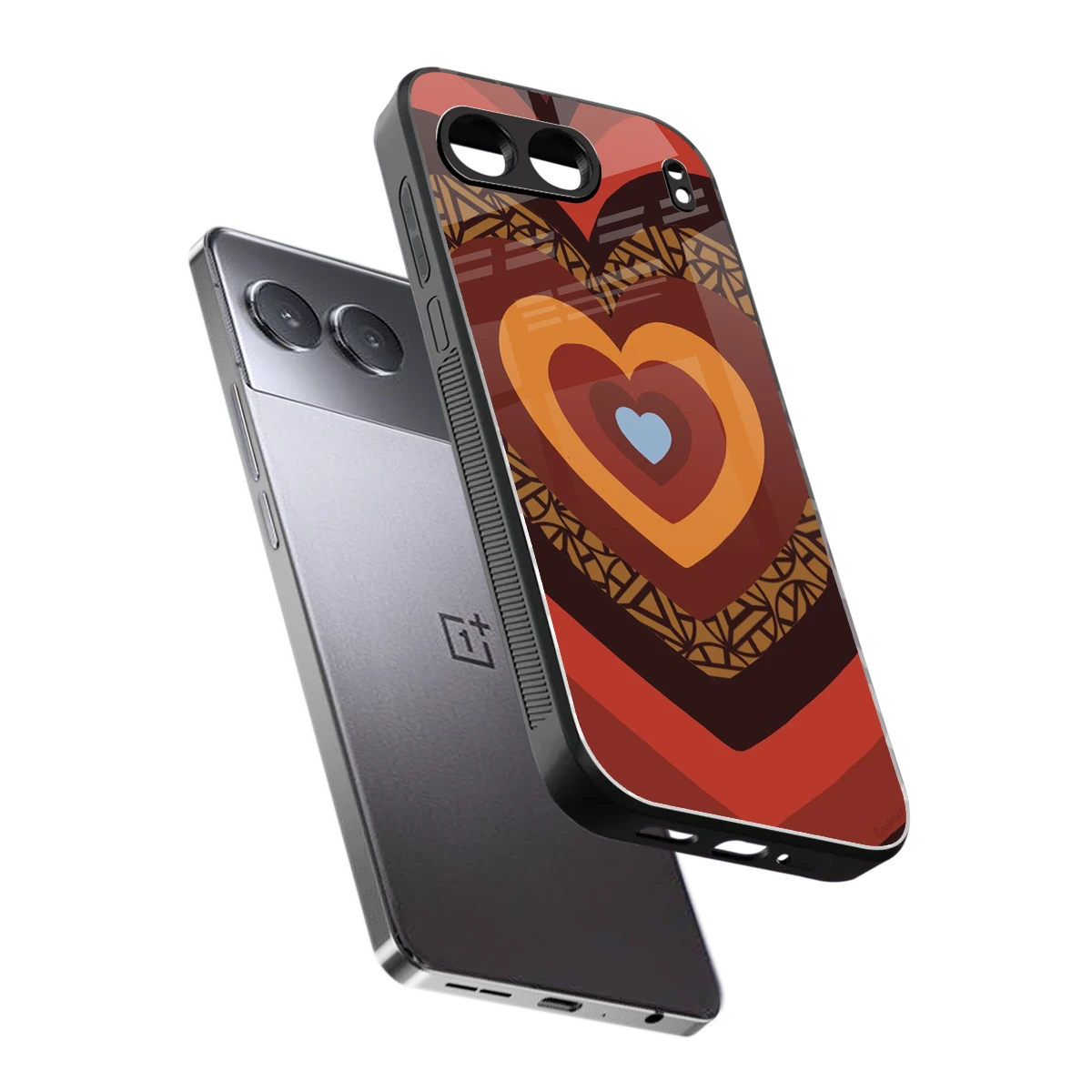 Y2K Caramel Crush Hearts sleek oneplus nord 4 cover with tempered glass back and TPU edges