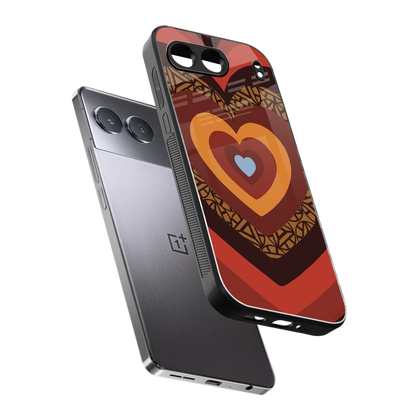 Y2K Caramel Crush Hearts sleek oneplus nord 4 cover with tempered glass back and TPU edges