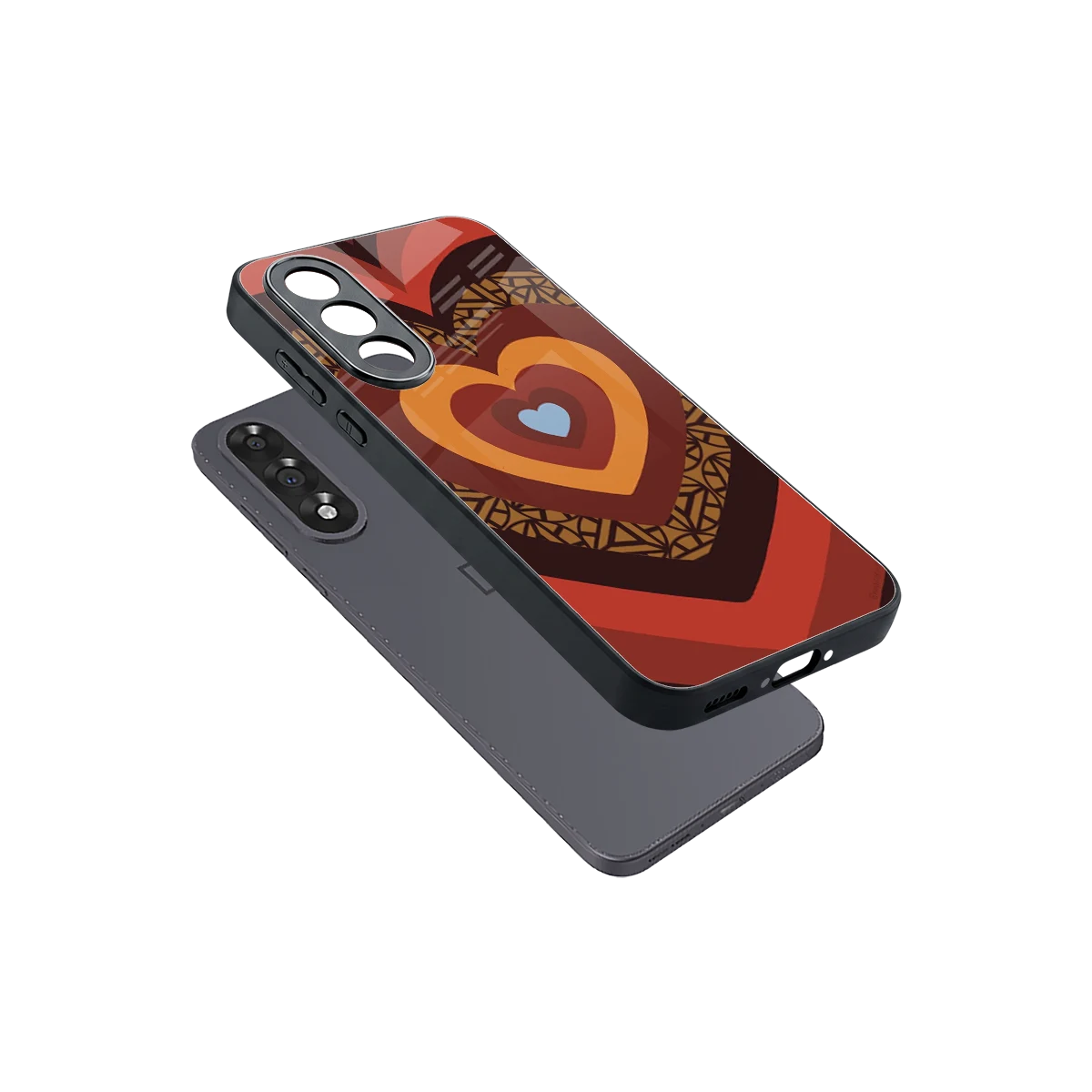 Y2K Caramel Crush Hearts sleek oneplus nord 5 cover with tempered glass back and TPU edges