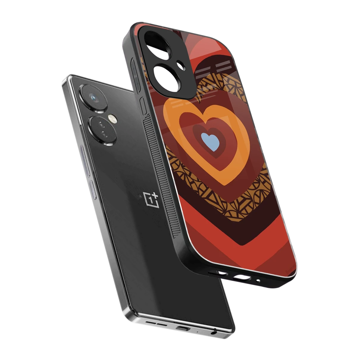 Y2K Caramel Crush Hearts sleek oneplus nord ce 3 cover with tempered glass back and TPU edges