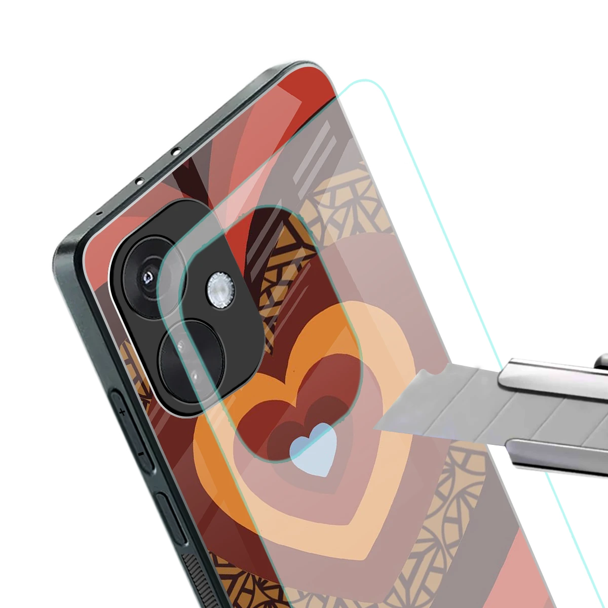 Y2K Caramel Crush Hearts stylish phone case for oneplus nord ce 3 | glossy glass and slim fit