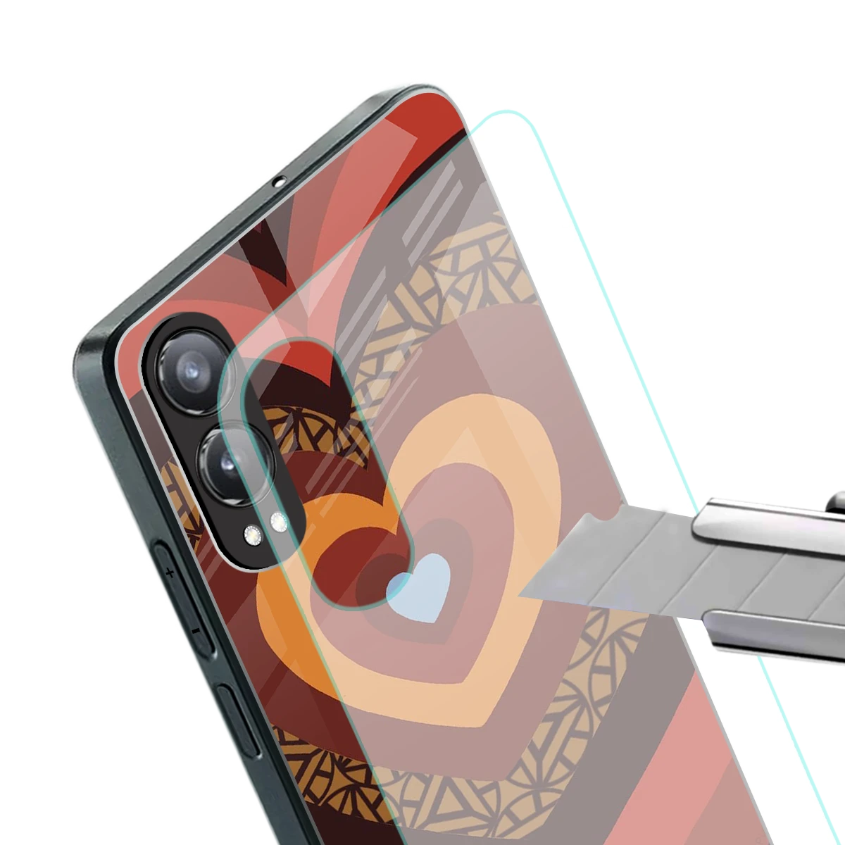 Y2K Caramel Crush Hearts stylish phone case for oneplus nord ce 4 lite | glossy glass and slim fit