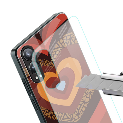 Y2K Caramel Crush Hearts stylish phone case for oneplus nord ce 4 lite | glossy glass and slim fit