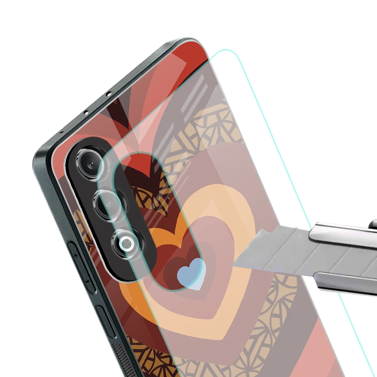Y2K Caramel Crush Hearts stylish phone case for oneplus nord ce 4 | glossy glass and slim fit