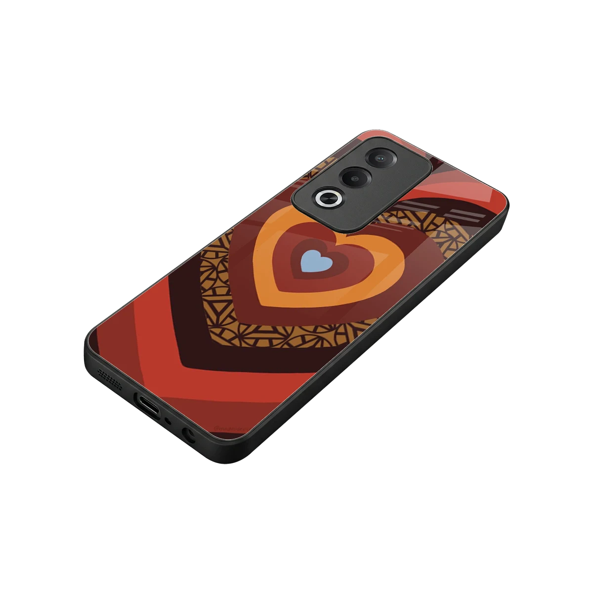 Y2K Caramel Crush Hearts stylish phone case for oppo a3 pro | glossy glass and slim fit