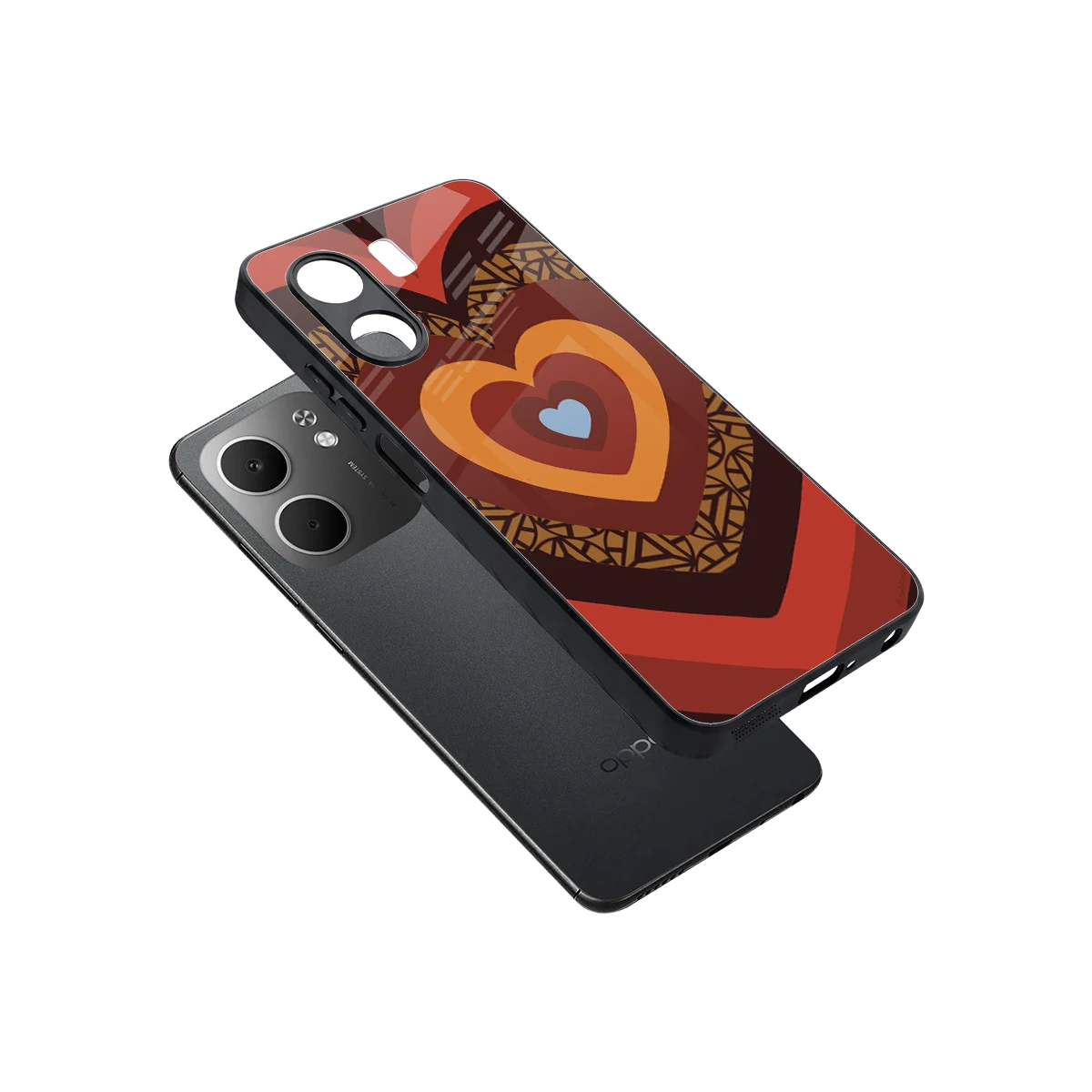 Y2K Caramel Crush Hearts sleek oppo a5x 5g cover with tempered glass back and TPU edges
