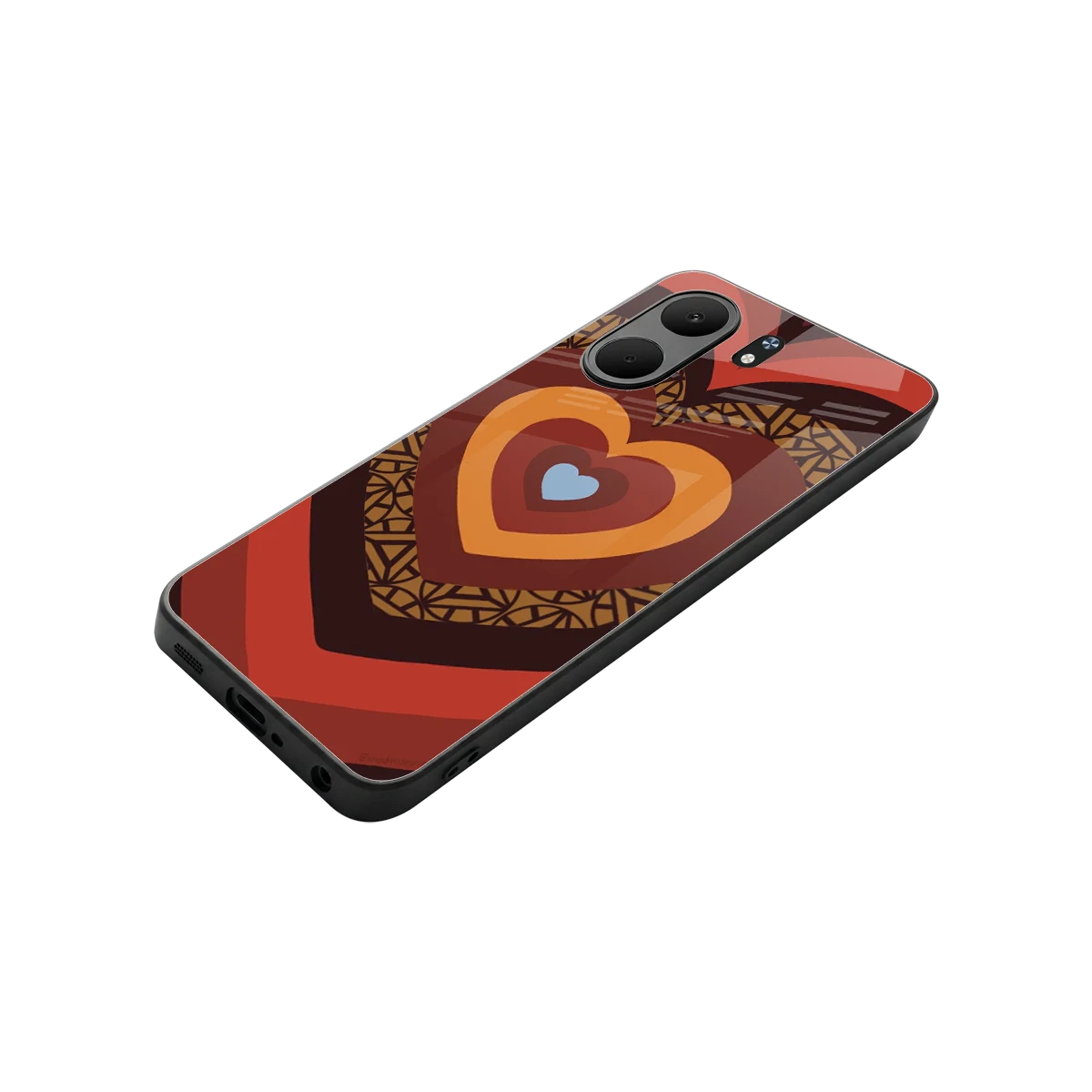 Y2K Caramel Crush Hearts stylish phone case for oppo a5x 5g | glossy glass and slim fit