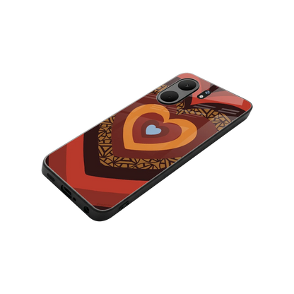 Y2K Caramel Crush Hearts stylish phone case for oppo a5x 5g | glossy glass and slim fit