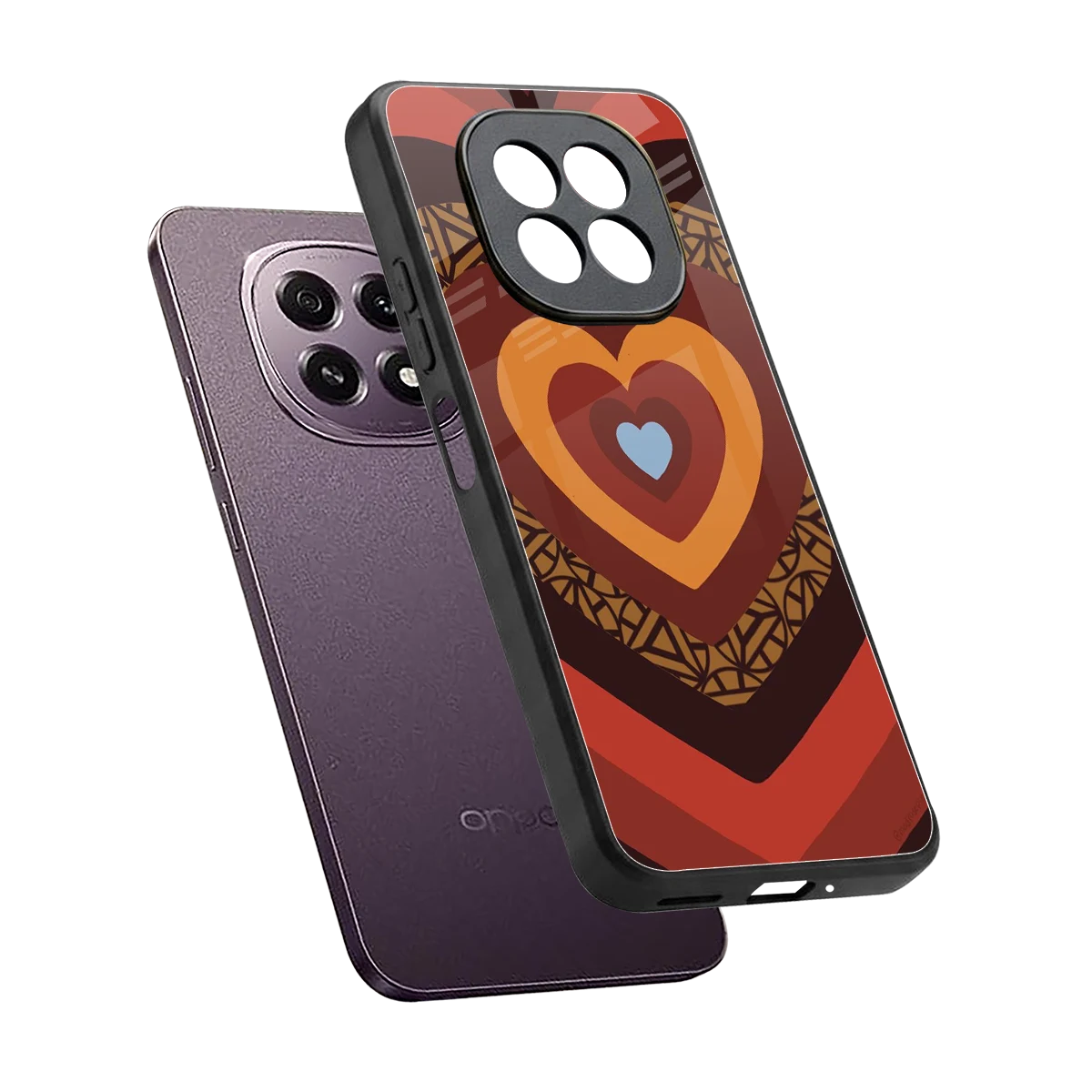 Y2K Caramel Crush Hearts sleek oppo f29 5g cover with tempered glass back and TPU edges