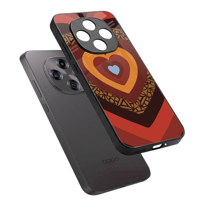 Y2K Caramel Crush Hearts sleek oppo f31 pro 5g cover with tempered glass back and TPU edges