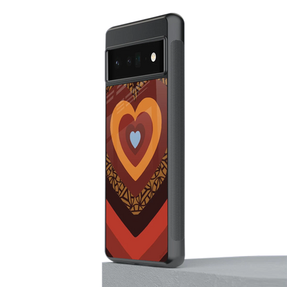 Y2K Caramel Crush Hearts stylish phone case for google pixel 6 pro | glossy glass and slim fit