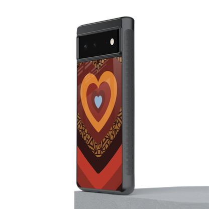 Y2K Caramel Crush Hearts stylish phone case for google pixel 6 | glossy glass and slim fit