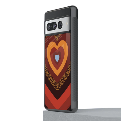 Y2K Caramel Crush Hearts stylish phone case for google pixel 7 pro | glossy glass and slim fit