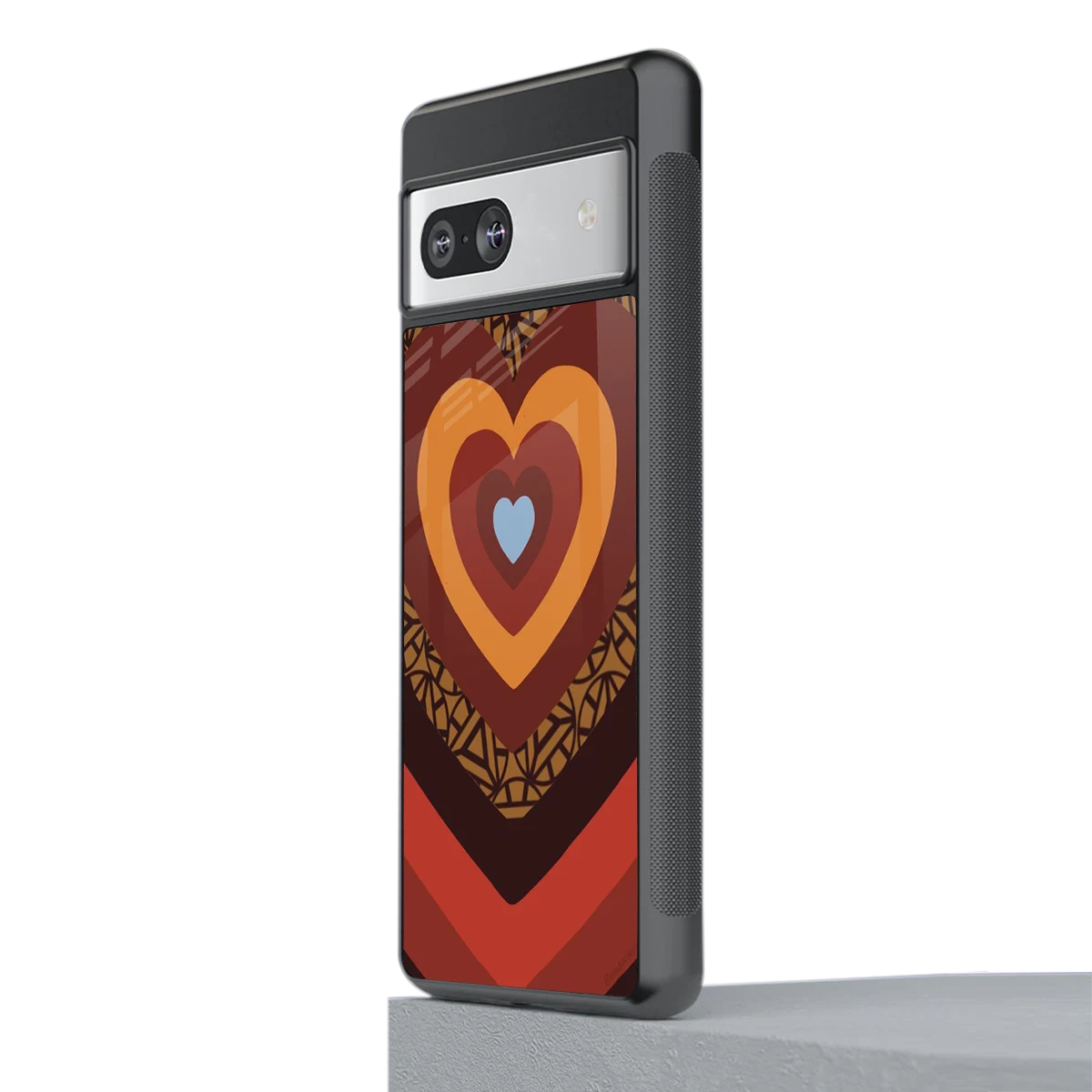 Y2K Caramel Crush Hearts stylish phone case for google pixel 7 | glossy glass and slim fit