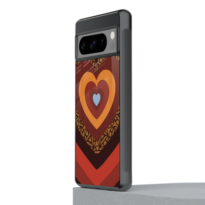 Y2K Caramel Crush Hearts stylish phone case for google pixel 8 pro | glossy glass and slim fit