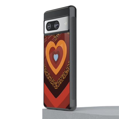 Y2K Caramel Crush Hearts stylish phone case for google pixel 8 | glossy glass and slim fit