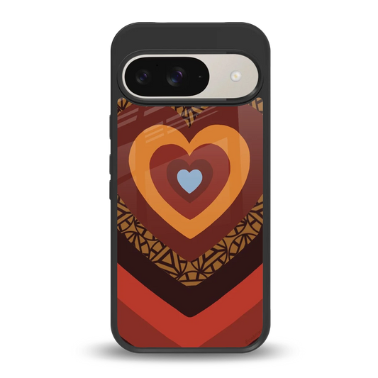 Y2K Caramel Crush Hearts back phone cover | glass case for google pixel 9