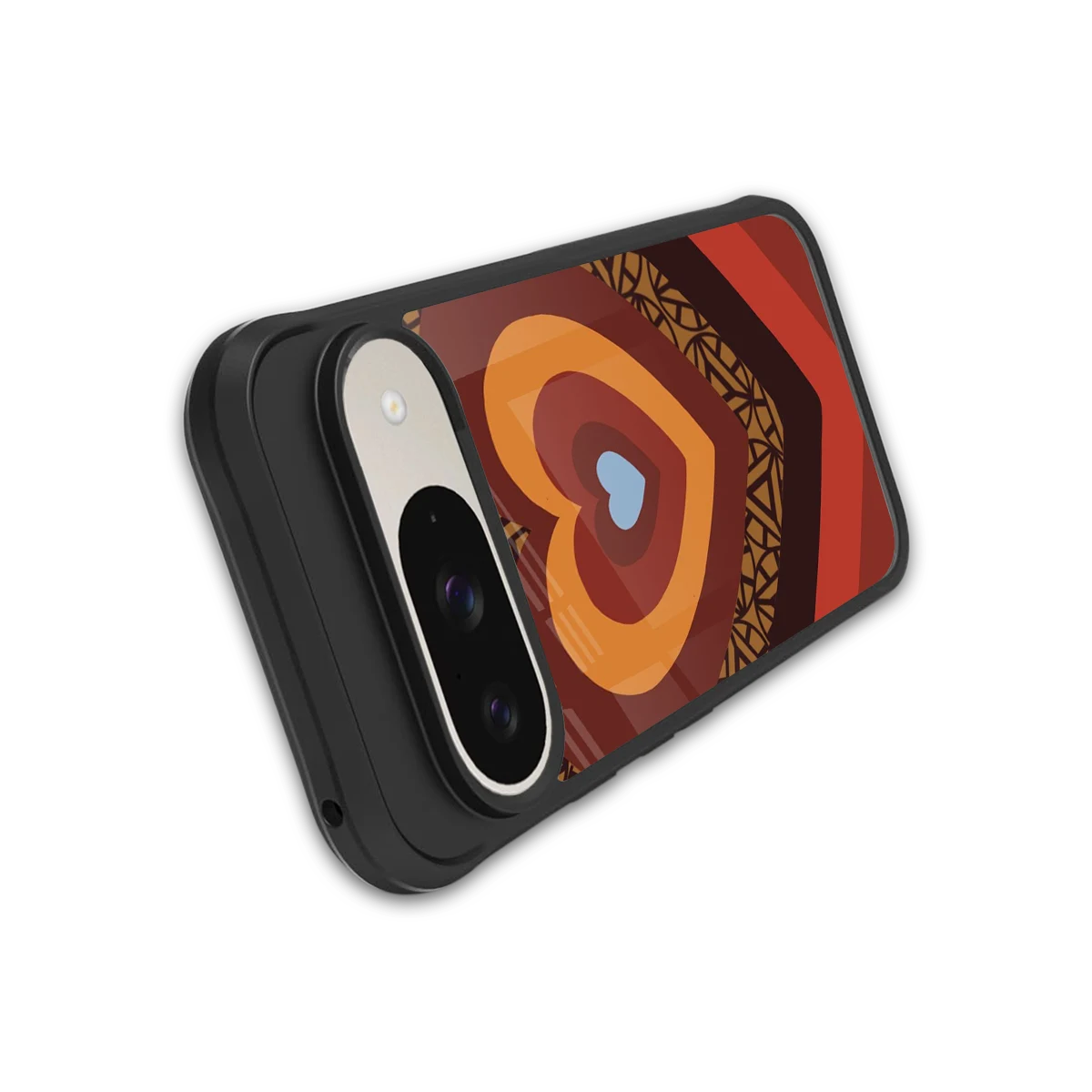 Y2K Caramel Crush Hearts stylish phone case for google pixel 9 | glossy glass and slim fit