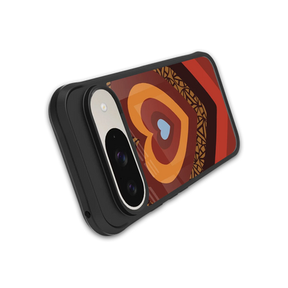 Y2K Caramel Crush Hearts stylish phone case for google pixel 9 | glossy glass and slim fit