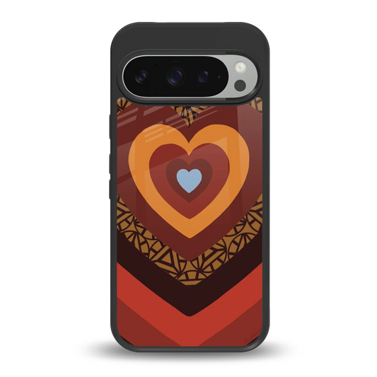 Y2K Caramel Crush Hearts back phone cover | glass case for google pixel 9 pro