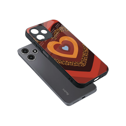 Y2K Caramel Crush Hearts sleek redmi 12 5g cover with tempered glass back and TPU edges