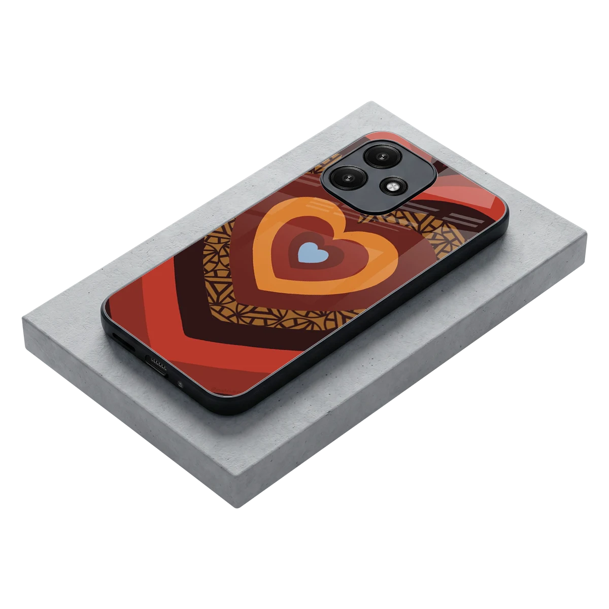 Y2K Caramel Crush Hearts stylish phone case for redmi 12 5g | glossy glass and slim fit