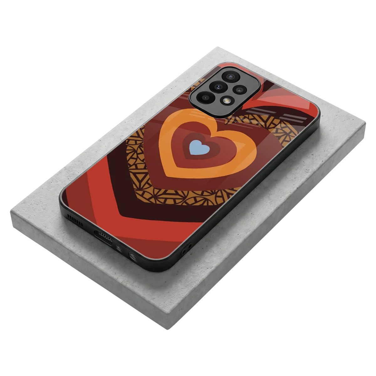 Y2K Caramel Crush Hearts stylish phone case for samsung galaxy a23 | glossy glass and slim fit